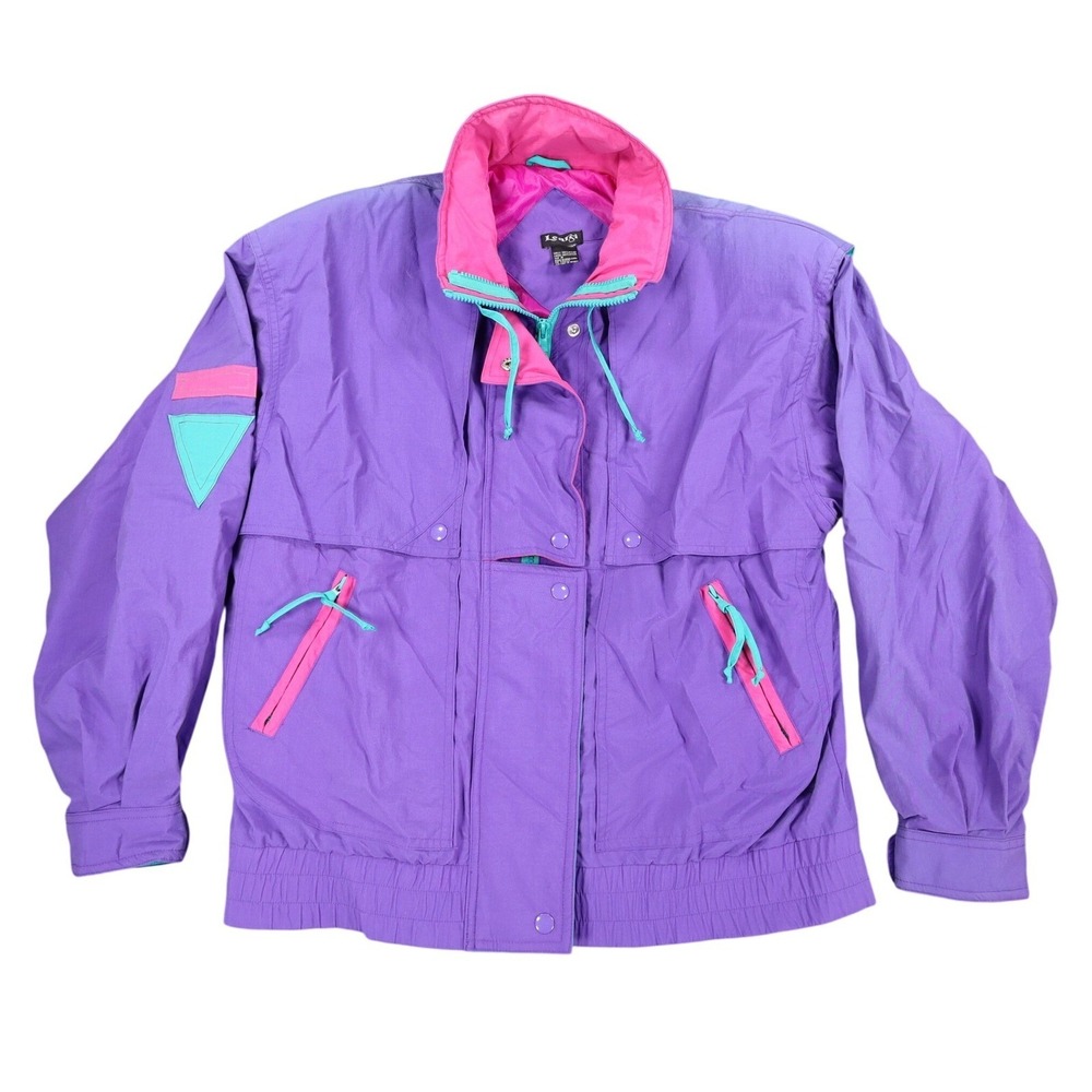 Learsi Vintage 90s Windbreaker Jacket Medium Purple Pink Colorblock Deadstock